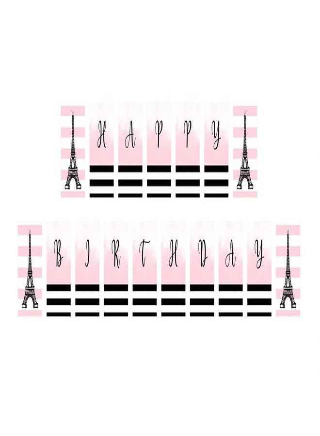 Theme My Party Paris Birthday Decoration Party Supplies for Birthday Girls (Paris - Happy Birthday Banner) - Image 2